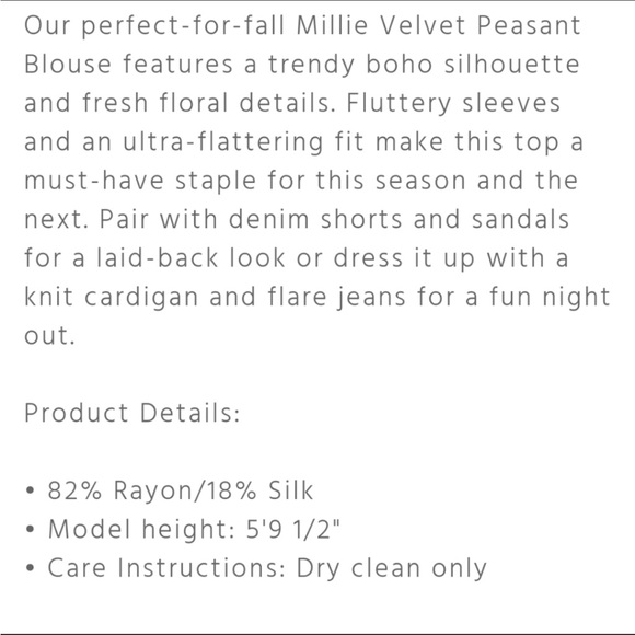 Johnny Was Millie Velvet Peasant Blouse - Picture 5 of 7